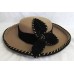 BRENDA WAITES BOLLING Tan/Camel Wool Hat  Black Velvet & Gold Bow  21.5"  6 7/8  eb-72861623
